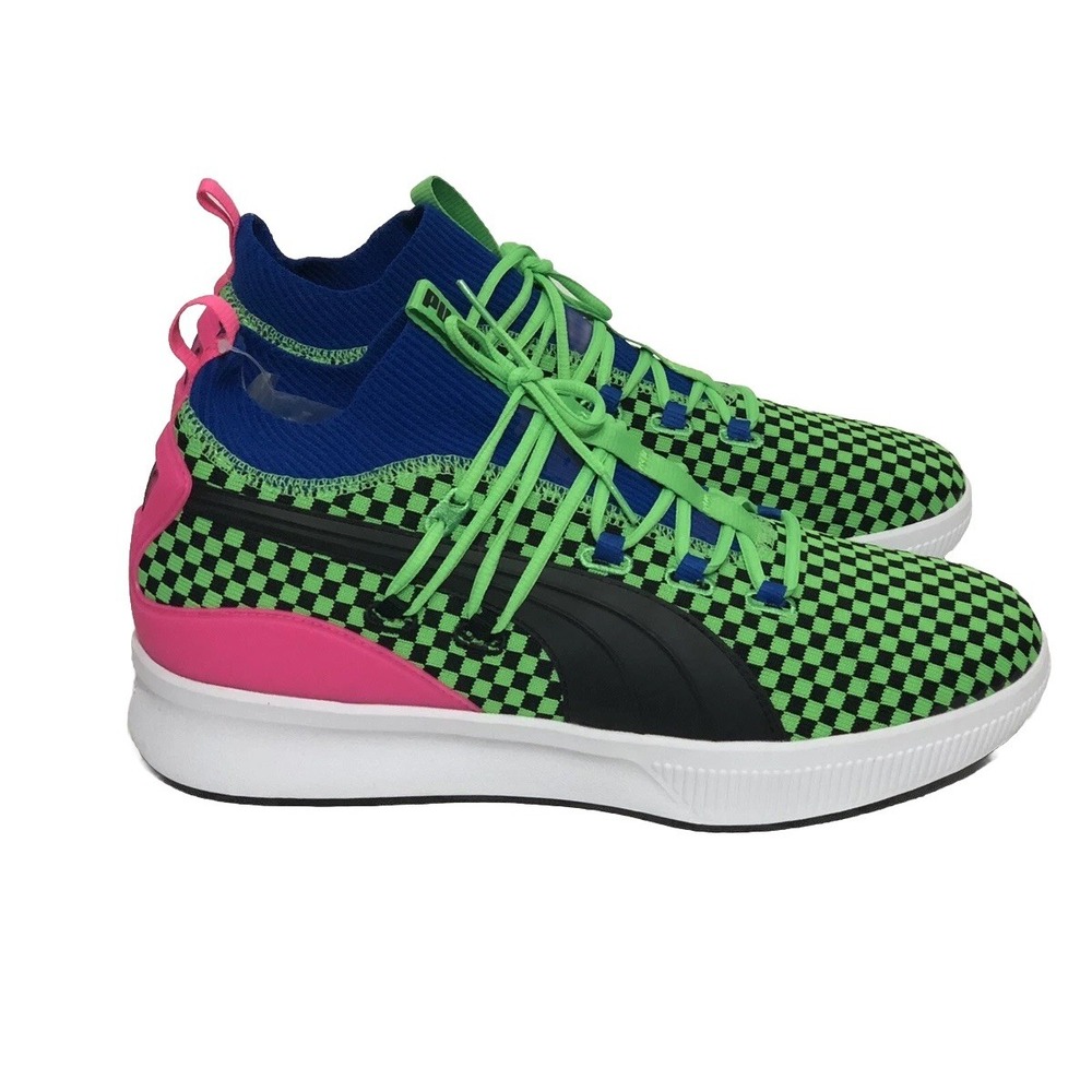 Puma‎ Basketball Clyde Court Summertime Green Casual Check Chunky Shoes Size 11